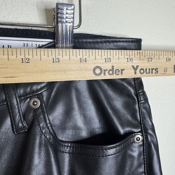 GAP Pants Womens 32 Black 70s Flare High Rise Faux Leather Retro Boho Style - Picture 8 of 13